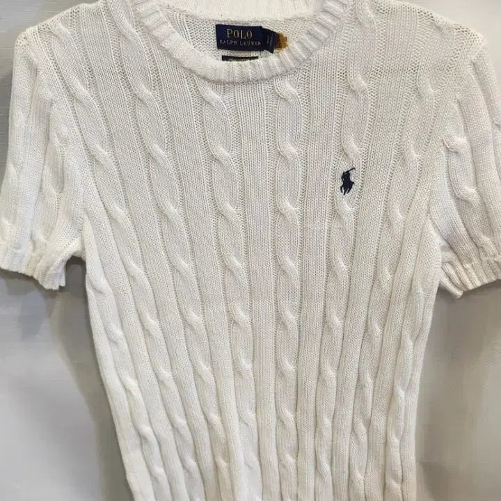 [BUNJANG] Polo Ralph Lauren Cable Knit Sweater White Size S / 폴로 랄프로렌 케이블 니트 화이트 S