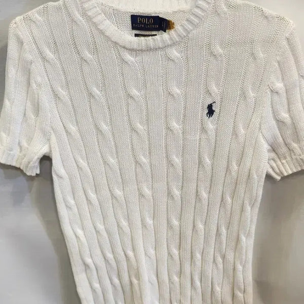 [BUNJANG] Polo Ralph Lauren Cable Knit Sweater White Size S / 폴로 랄프로렌 케이블 니트 화이트 S