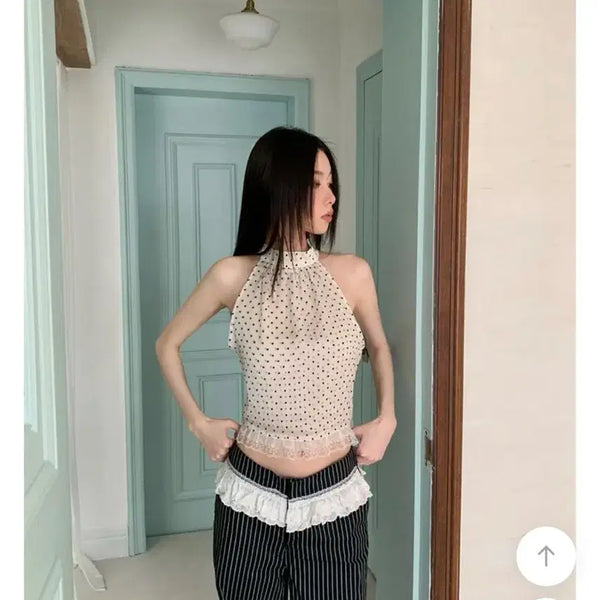 [BUNJANG] FABBIE Dot Halterneck Blouse / 퍼빗 김아홉 인앤양인하모니  도트 홀터넥 블라우스