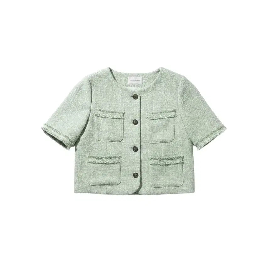 [BUNJANG] The Open Mint Tweed Jacket / 여성F/ 더오픈 민트 반팔 트위드자켓 18-96