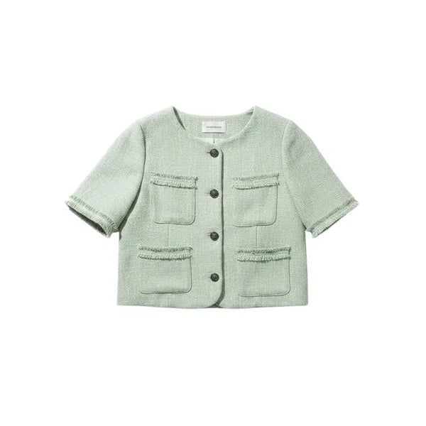 [BUNJANG] The Open Mint Tweed Jacket / 여성F/ 더오픈 민트 반팔 트위드자켓 18-96