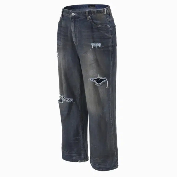 [BUNJANG] Roaringrad Dirty Washed Wide Denim Pants M / 로어링라드 더티 워시드 와이드 데님 팬츠 청바지 M