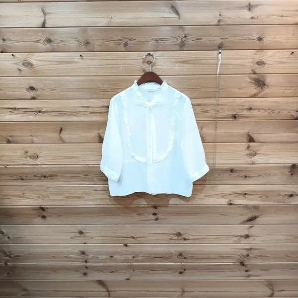 [BUNJANG] Le Grand Bleu White Frill Blouse / 흰색 프릴 블라우스