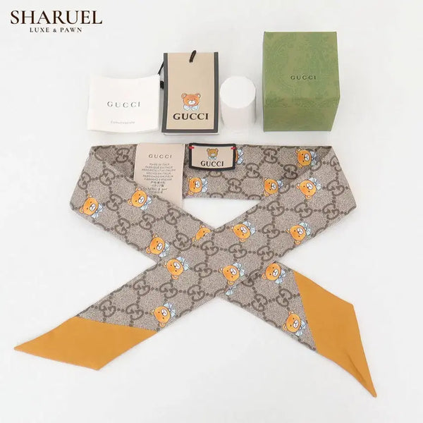 [BUNJANG] Gucci x Kai Collaboration GG Silk Neck Bow Bandana Scarf / 구찌 x 카이 콜라보 GG 실크 넥 보우 방도 스카프 660309 3G0