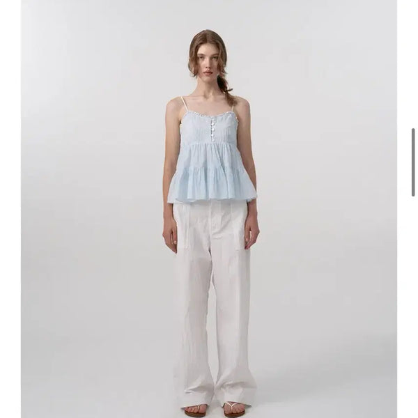 [BUNJANG] The Barnet OA Frill Sleeveless Top Light Blue / 더바넷 Oa Frill Sleeveless Top Light Blue