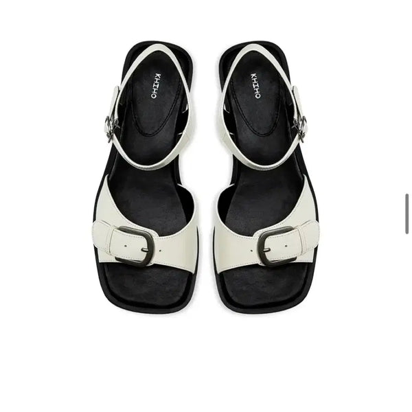 [BUNJANG] KHIHO Buckle Sandals Ivory / 기호 KHIHO 버클 샌들 아이보리 245