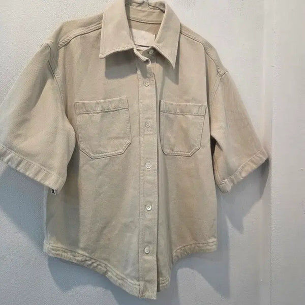 [BUNJANG] COS Cotton Short Sleeve Shirt Beige / COS 코튼 반팔 셔츠 베이지 가46