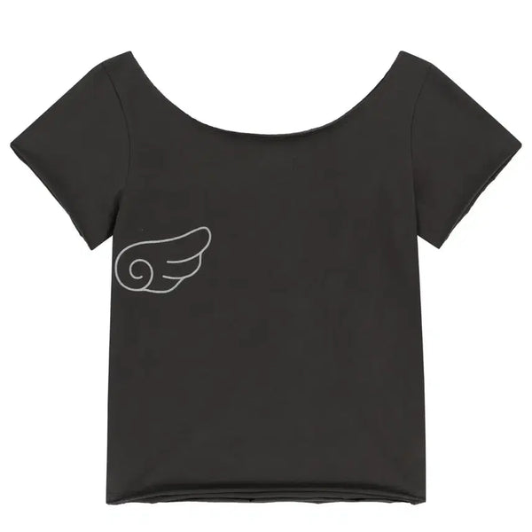 [BUNJANG] KOSEIO Wing T-shirt Charcoal / 코이세이오 윙 티셔츠 반팔 날개 차콜