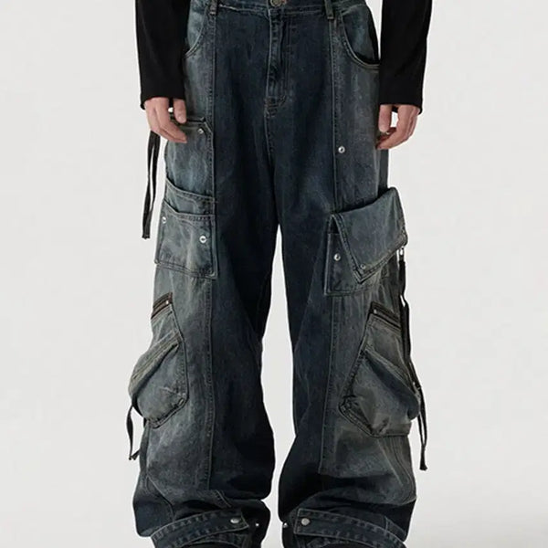 [BUNJANG] DNSR Two Face Multi Cargo Denim Pants - Size S / 디앤에스알 DNSR 투페이스 멀티 카고 팬츠 데님 청바지 S