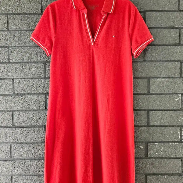 [BUNJANG] Tommy Hilfiger Women's Red Short Sleeve Polo Dress / 타미힐피거 여성 반팔 원피스 레드