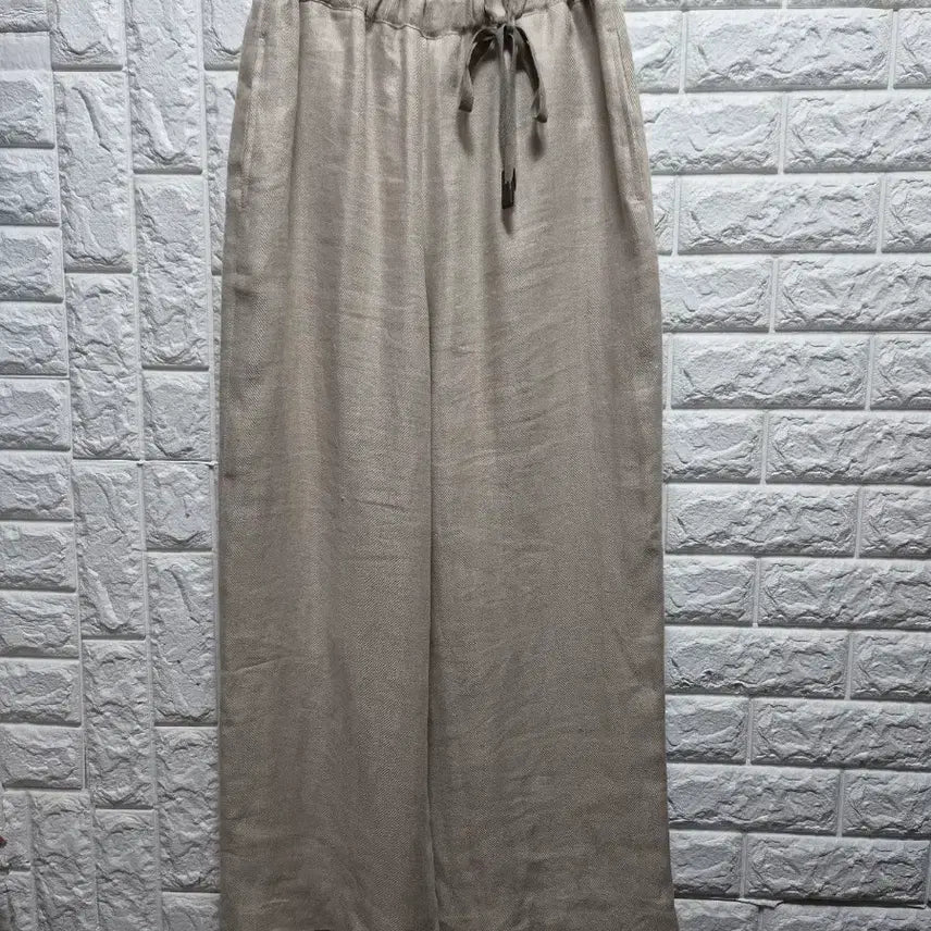 [BUNJANG] 100% Linen Herringbone Wide Pants - Beige / 고퀄 린넨100헤링본 와이드 팬츠 베이지