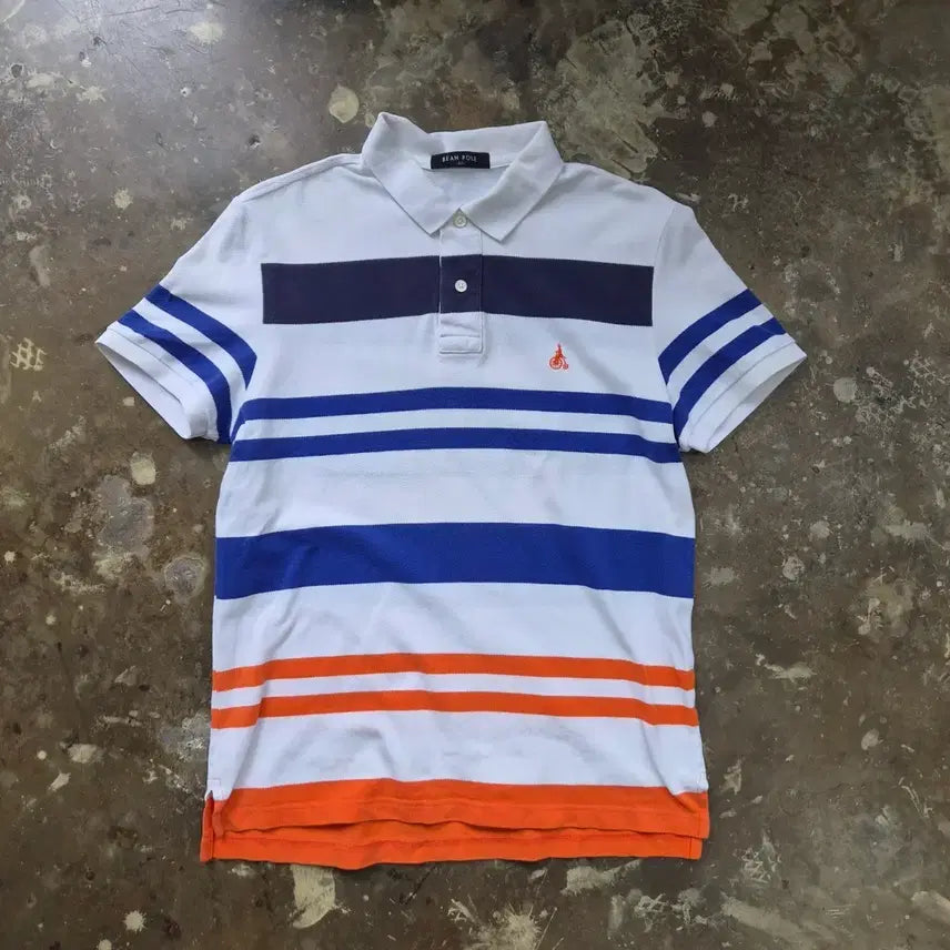 [BUNJANG] Beanpole Striped Short-Sleeve Polo T-Shirt / 100) 빈폴 스트라이프 반팔 카라티 카라티셔츠