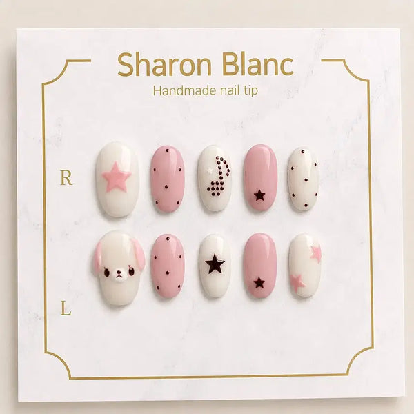 [BUNJANG] Sugar Bunnies Note Dot Nail Tips - 15 Shapes / 슈가바니즈 음표 도트 네일팁 / 15종 쉐입