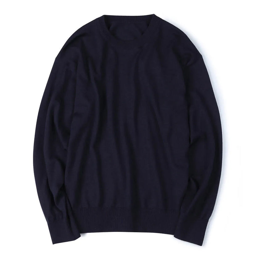 [BUNJANG] Shutter Washable Pure Wool Crewneck Knit - Dark Navy / [새제품]셔터 워셔블 퓨어 울 크루넥 니트 다크 네이비