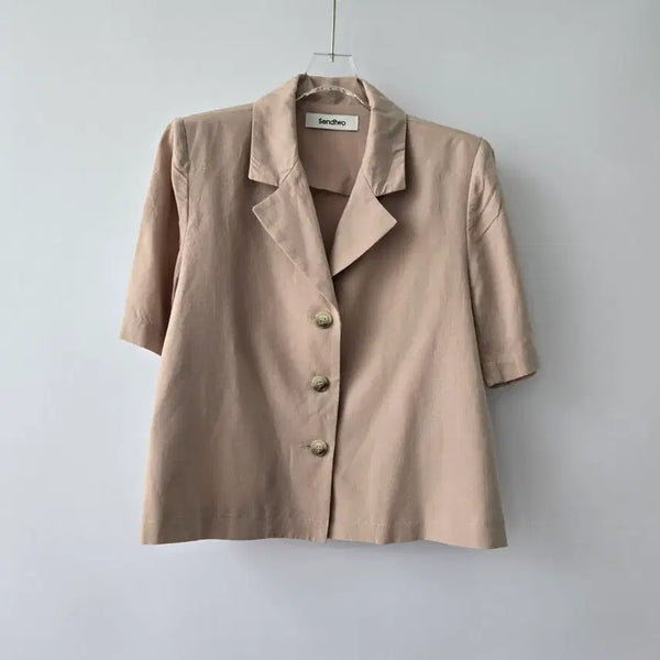 [BUNJANG] Sendtwo Beige Short-Sleeve Jacket Free Size / s0210   Sendtwo 베이지색 반팔 자켓 F