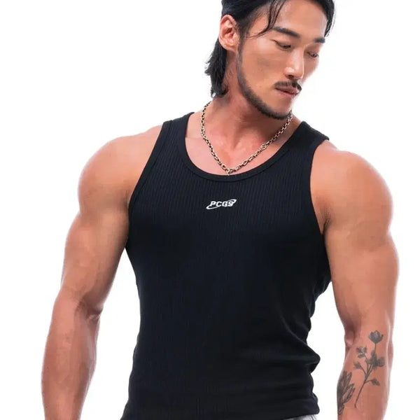 [BUNJANG] Physical Garments PCGS Ribbed Slim Sleeveless Black XL / 피지컬가먼츠  PCGS 골지 슬림 나시 블랙 XL 헬스 짐웨어