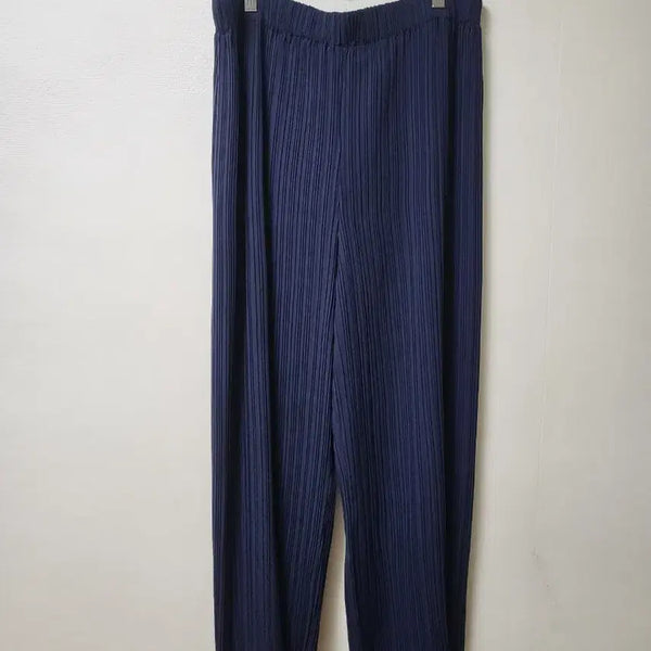 [BUNJANG] Pleated Wide Pants Navy One Size / 플리츠 와이드 팬츠 네이비 프리