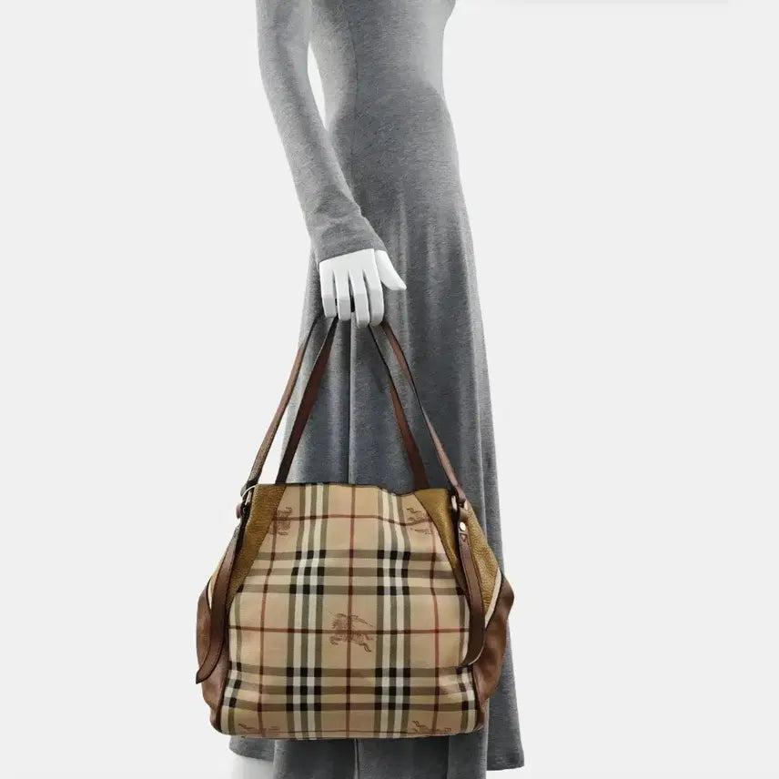 [BUNJANG] Burberry Haymarket Check Canterbury Shoulder & Tote Bag Brown Leather / 버버리 체크 숄더백 브라운(정품/무료배송)