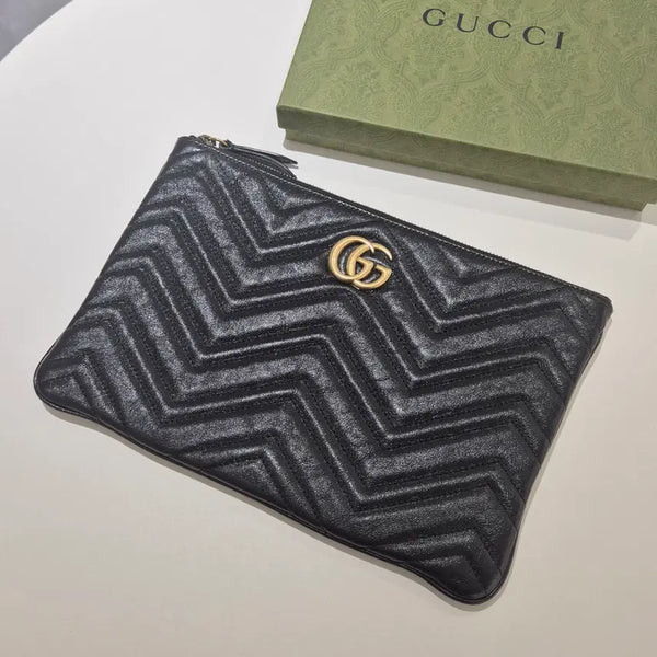 [BUNJANG] Gucci Marmont Matelassé Clutch Bag Black / 구찌 마몽 마틀라세 클러치백 블랙