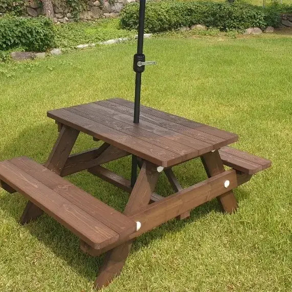 [BUNJANG] Outdoor Walnut 4-Person Integrated Table Set / 야외 테이블 (월넛) - 대량 처분합니다 (경동택배가능)
