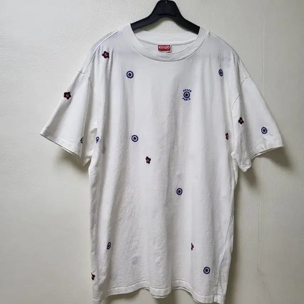 [BUNJANG] Kenzo Men's Embroidered Short-Sleeve T-Shirt (White, Size S) / 정품 s23 겐조 남성 자수 반팔티 S