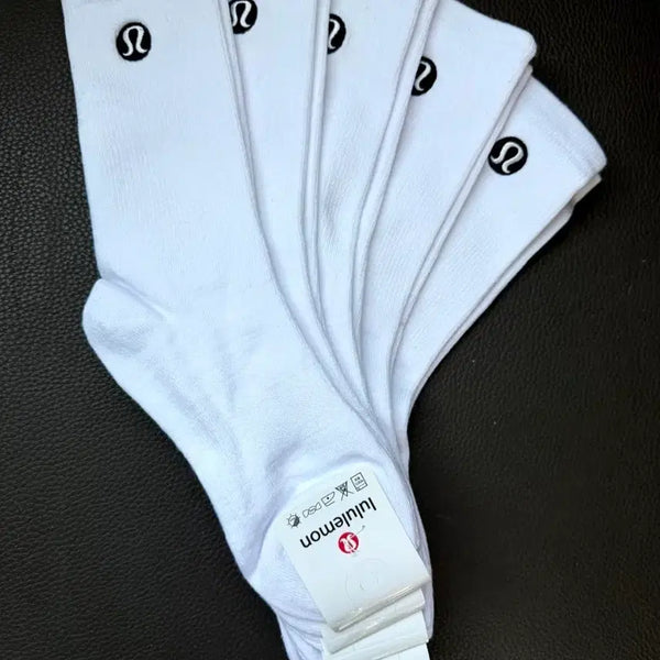 [BUNJANG] Lululemon White Socks 5-Pair Set / 룰루레몬 흰색 양말 5켤레세트