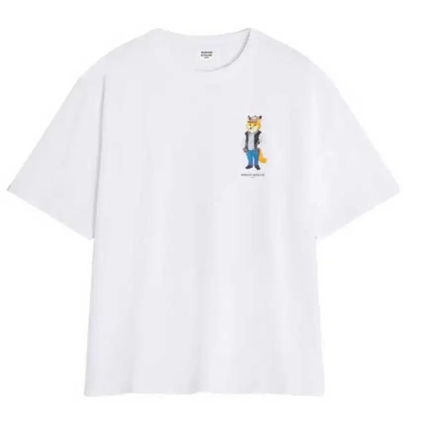 [BUNJANG] Maison Kitsuné Fox Printing Short Sleeve T-Shirt / 메종키츠네 반팔티 여우 프린팅 화이트 블랙