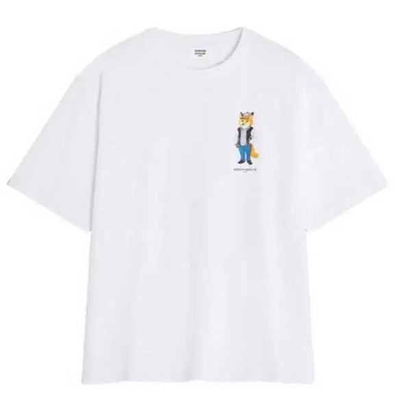 [BUNJANG] Maison Kitsuné Fox Printing Short Sleeve T-Shirt / 메종키츠네 반팔티 여우 프린팅 화이트 블랙