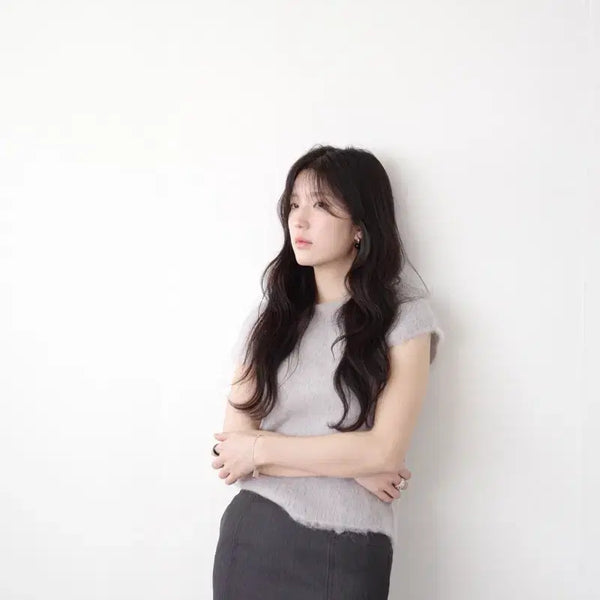 [BUNJANG] toatit Cap Sleeve Alpaca Knit Violet Grey / [미착용 새상품] 토아팃 toatit 캡소매 알파카 니트 바이올렛 그레이