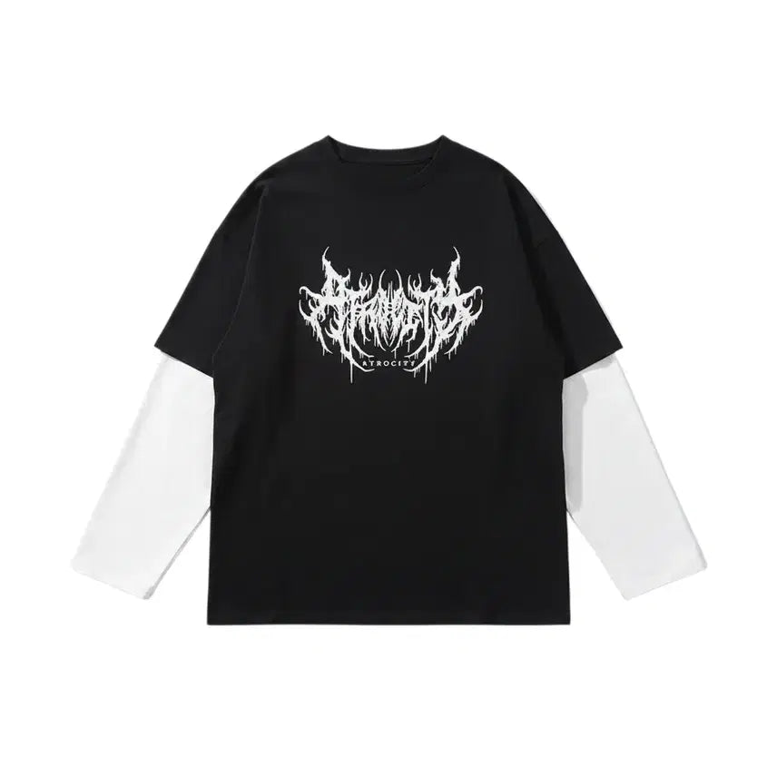 [BUNJANG] Men's Layered Printing Long Sleeve T-Shirt / 남성S/ 레이어드 프린팅 긴팔티셔츠 17-8