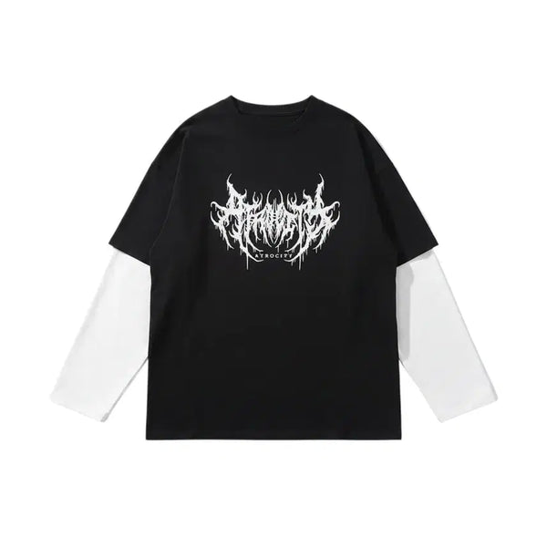 [BUNJANG] Men's Layered Printing Long Sleeve T-Shirt / 남성S/ 레이어드 프린팅 긴팔티셔츠 17-8