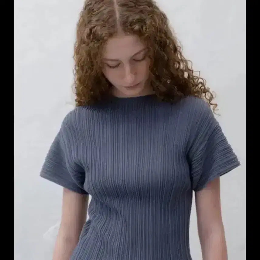 [BUNJANG] Le 917 Flichi Mock Neck Ash Blue 34 / 르917 플리치 모크넥 애쉬블루 34