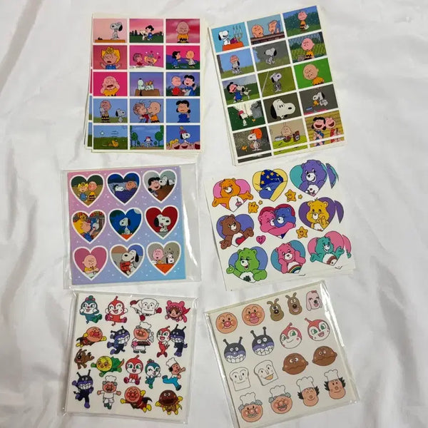 [BUNJANG] Snoopy, Anpanman, Care Bears Sticker Set / 스누피 호빵맨 케어베어 스티커 (인스) 다꾸