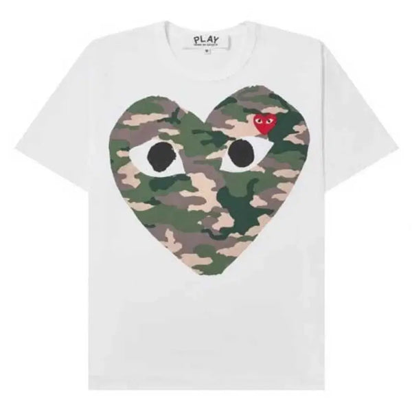 [BUNJANG] Comme des Garçons Play Camouflage Heart T-Shirt White / 플레이 꼼데가르송 카모플라주 하트 티셔츠