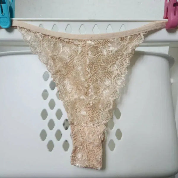 [BUNJANG] Beige Lace Women's Thong - Size M / 베이지 레이스 여성 티팬티>>중고