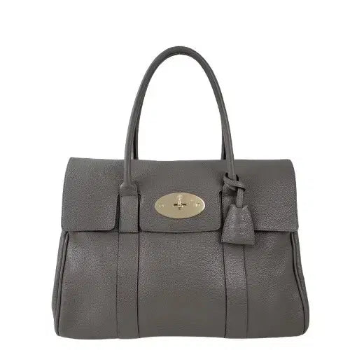 [BUNJANG] Mulberry Bayswater Classic Grey Etoupe Leather Handbag / 정품 멀버리 베이스워터 클래식 그레이 에토프