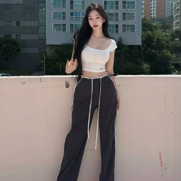 [BUNJANG] KindaMimi Jennie Training Pants Charcoal / 카인다미 제니 트레이닝 팬츠 차콜