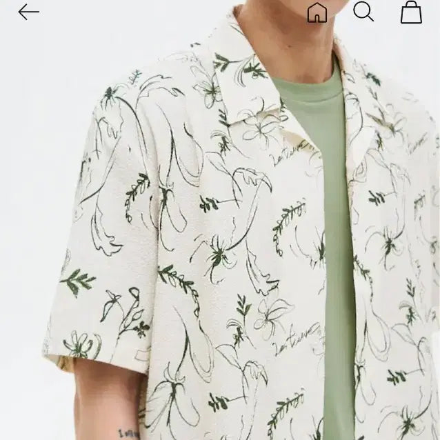 [BUNJANG] 8seconds Seersucker Floral Shirt M / 에잇세컨즈 시어서커 플로럴셔츠 M