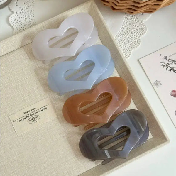 [BUNJANG] Heart Frame Hair Claw Clip for Half-Up/Updos / 하트 프레임 헤어 집게핀 반묶음 올림머리 데일리 헤어핀