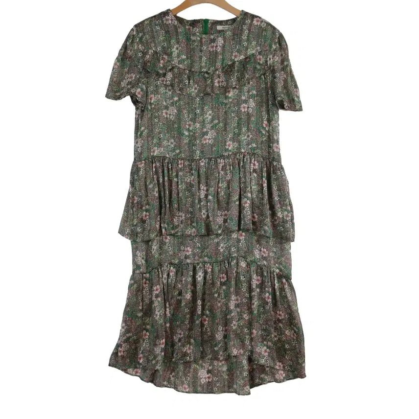 [BUNJANG] Neroli Flower Chiffon Dress S Short Sleeve Tiered Long Dress / Neroli 플라워 쉬폰 원피스 S 반소매 티어드 롱원피스