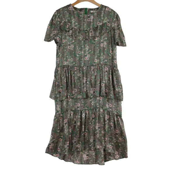 [BUNJANG] Neroli Flower Chiffon Dress S Short Sleeve Tiered Long Dress / Neroli 플라워 쉬폰 원피스 S 반소매 티어드 롱원피스