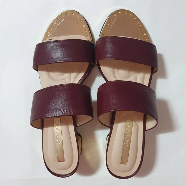 [BUNJANG] GOSSE Women's Wine Color Two-Strap Low Heel Slippers / 고세 여성 슬리퍼 와인색