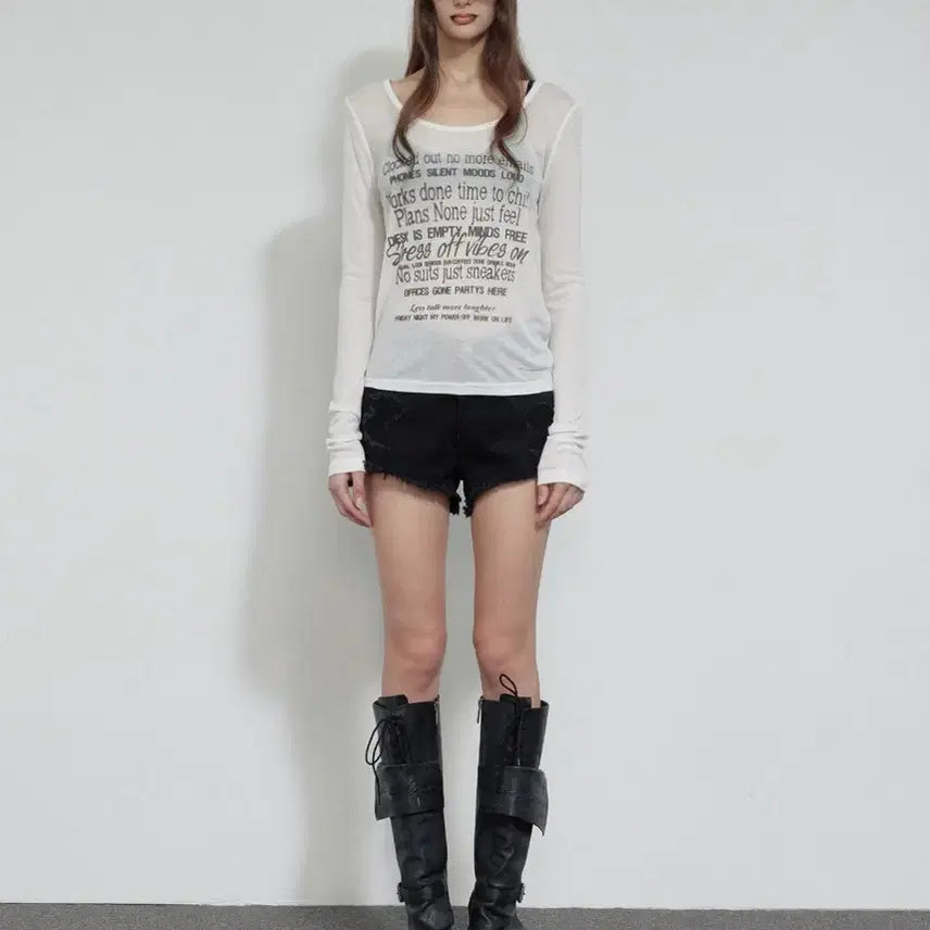 [BUNJANG] Bohemian Seoul Smudged Lettering Long Sleeve T-Shirt Ivory / 보헤미안서울 보헴서 SMUDGED LETTERING T, IVORY