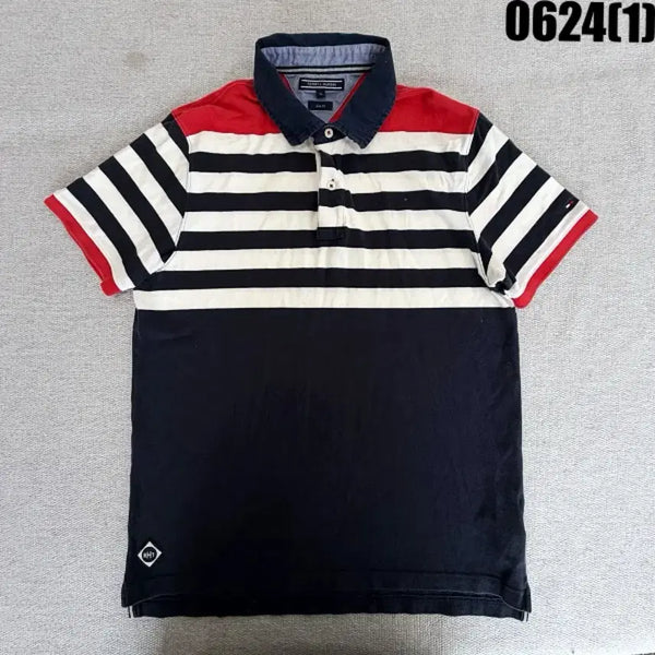 [BUNJANG] Tommy Hilfiger Color Block Short Sleeve Polo Shirt Navy/White/Red XL / 타미힐피거 반팔 카라티 네이비/화이트/레드 XL