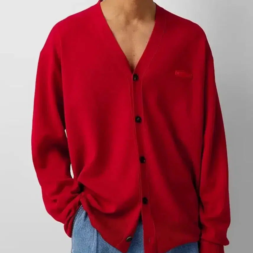 [BUNJANG] Wooyoungmi 22SS Wappen Detail Cardigan Red 46 / 우영미 22ss 와펜 디테일 가디건 레드 46