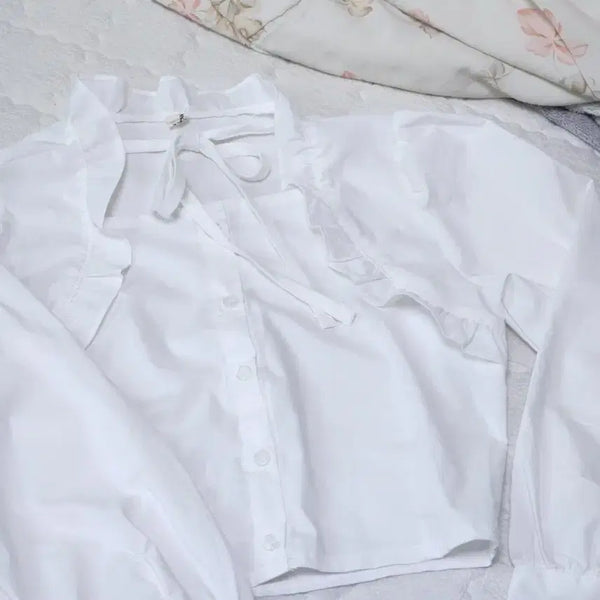 [BUNJANG] Puff Sleeve Frill Blouse / 진짜 예쁜 퍼프 프릴 블라우스