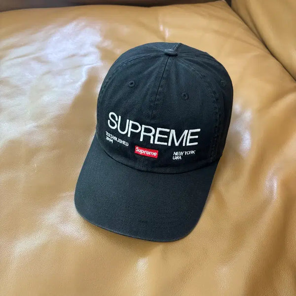 [BUNJANG] Supreme Est.1994 6-Panel Washed Black Cap 21FW / 슈프림 6패널 볼캡 모자 Est.1994 워시드 블랙 21FW