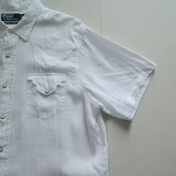 [BUNJANG] Polo Ralph Lauren 90s Aztec Western Linen Short Sleeve Shirt L / 90s 폴로 랄프로렌 아즈텍 웨스턴 이태리제 린넨 셔츠 L