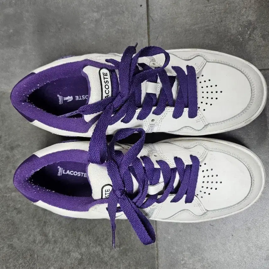 [BUNJANG] Lacoste Sneakers White Purple 38 / 라코스테 스니커즈 화이트 퍼플 38