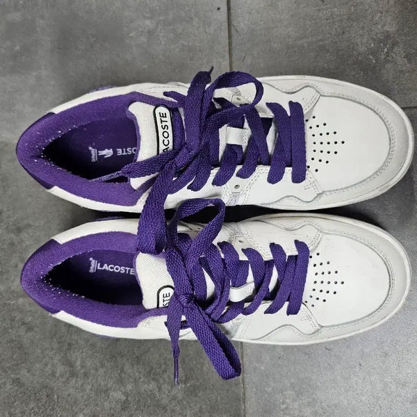 [BUNJANG] Lacoste Sneakers White Purple 38 / 라코스테 스니커즈 화이트 퍼플 38